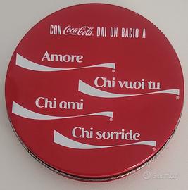 Coca Cola set 4 sottobicchieri in metallo + conten