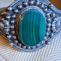 Bracciale in argento e malachite