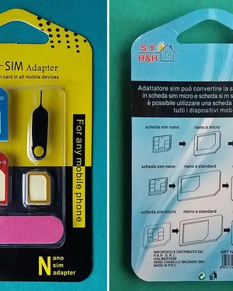 Set 3 adattatori per SIM telefono