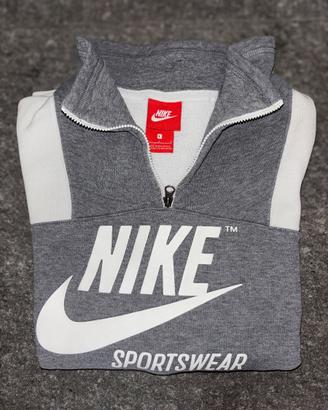 Felpa Nike Sportswear grigia e bianca con mezza zi