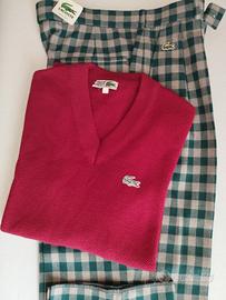 Lacoste pantaloni e maglioncino collo a V anni '80