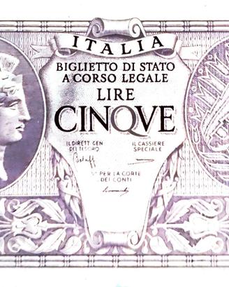 banconota 5 lire Atena Elmata