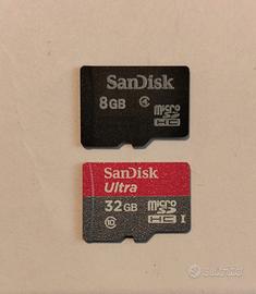 2 MicroSD SanDisk 8GB + 32GB vuote