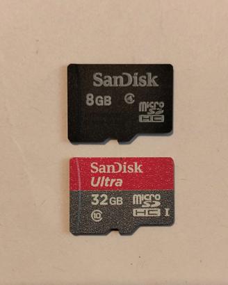 2 MicroSD SanDisk 8GB + 32GB vuote