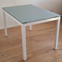 Tavolo vetro e metallo bianco