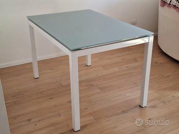 Tavolo vetro e metallo bianco