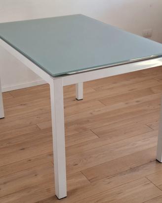 Tavolo vetro e metallo bianco