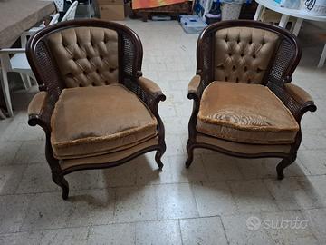 coppia poltrone vintage stile luigi XV legno