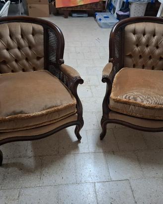 coppia poltrone vintage stile luigi XV legno