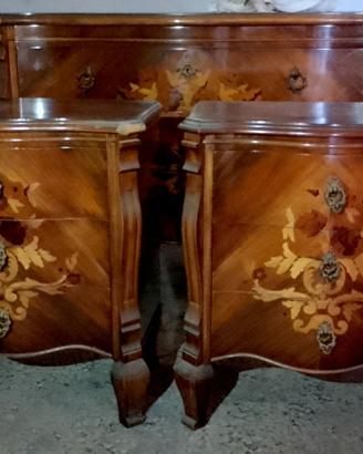 Trittico camera da letto classico Comò + 2 Comodi