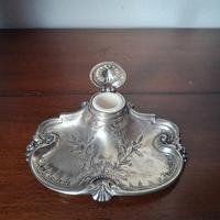 Antico calamaio Luberty, epoca anni '20, argentato