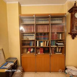 Libreria in legno massello con ante in vetro