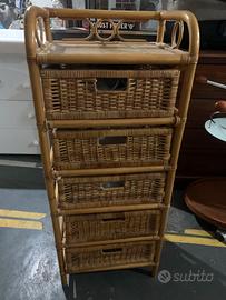 Cassettiere in Bambu' e Vimini carina e pratica