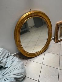 Specchio ovale cornice gesso e oro
