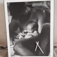 Quadro orologio : "Uomo con bimbo" h36x28L