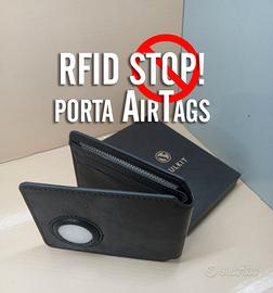 Portacarte in pelle protezione RFID 6 carte AirTag