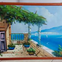 Quadro con paesaggio di Capri dipinto a mano.