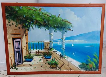 Quadro con paesaggio di Capri dipinto a mano.