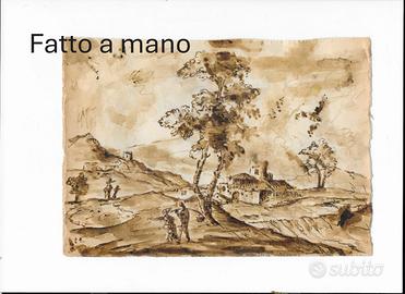 copia disegno antico paesaggio settecento veneto