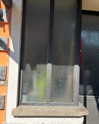 Porta in ferro con vetri  e vetri laterale chiuso