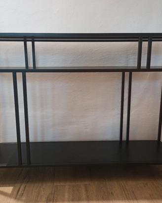 Consolle nera ingresso metallo 110cm 3 ripiani