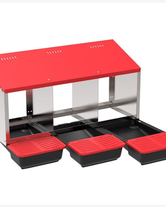 Nido per galline a 3 scomparti con cassetto uova