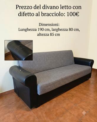 Divano Letto 3 Posti – Grigio/Nero