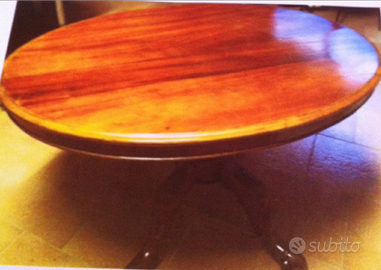 Tavolo rotondo in noce diam. 130cm con ribalta