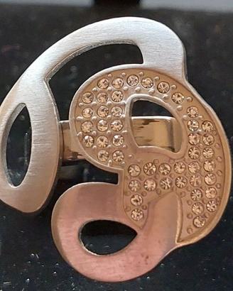 Breil Anello Chevalièr in acciaio e Swarovski