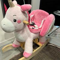 Cavallo a dondolo a unicorno labebe rosa