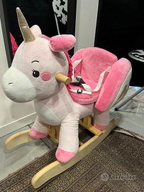 Cavallo a dondolo a unicorno labebe rosa