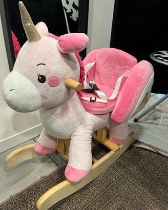 Cavallo a dondolo a unicorno labebe rosa