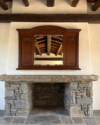 Specchio Antico in Legno Intagliato- Vetro Molato