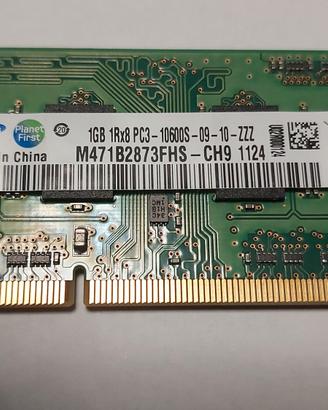 MEMORIA NOTEBOOK RAM DDR3 1GB PC3-10600-09-10-ZZZ