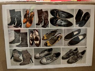 Scatolone pieno di scarpe stock