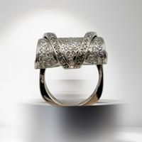 anello oro bianco 18 kt diamanti onda