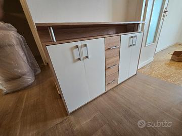 Credenza Moderna Bianca e Rovere