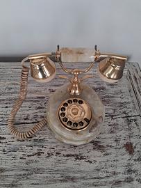 telefono vintage in marmo onice e ottone