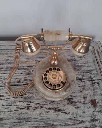 telefono vintage in marmo onice e ottone