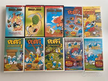 20 Videocassette VHS puffi, braccio di ferro ecc..