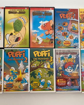 20 Videocassette VHS puffi, braccio di ferro ecc..