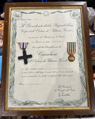 Diploma di Cavaliere di Vittorio Veneto
