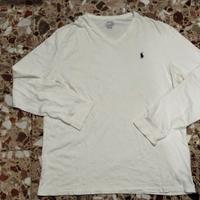 T-shirt Uomo Polo Ralph Lauren Scollo a V Bianca