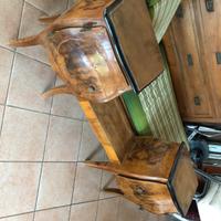 Pettiniera in radica bombata del 1950 e sgabello