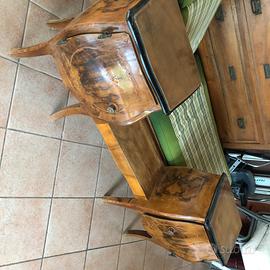 Pettiniera in radica bombata del 1950 e sgabello