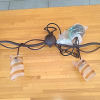 Lampadario a sospensione in vetro e ferro