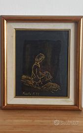 Dipinto Paolo polli -  Ricamatrice