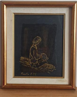 Dipinto Paolo polli -  Ricamatrice