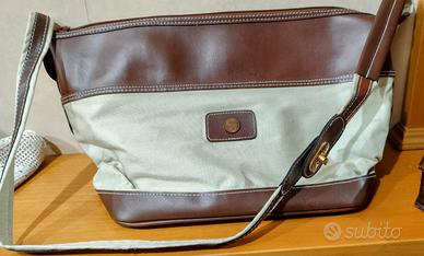 Borsa a tracolla beige e marrone
