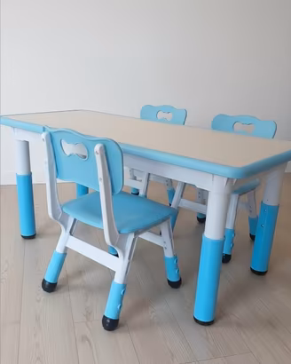 tavolo rettangolare con 6 sedie regolabili